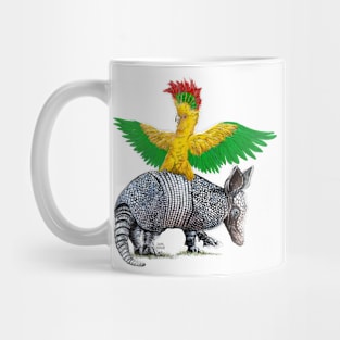 Parrot Riding Baby Armadillo Mug